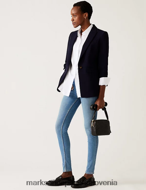 ivy supersoft ozke kavbojke z visokim pasom svetla indigo mešanica Marks & Spencer oblačila ženske 6T8F6X785