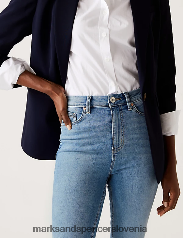 ivy supersoft ozke kavbojke z visokim pasom svetla indigo mešanica Marks & Spencer oblačila ženske 6T8F6X785