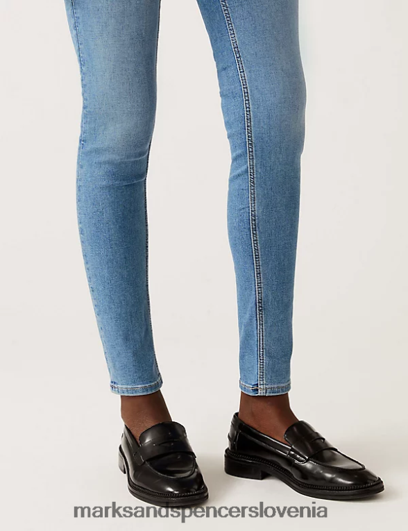 ivy supersoft ozke kavbojke z visokim pasom svetla indigo mešanica Marks & Spencer oblačila ženske 6T8F6X785