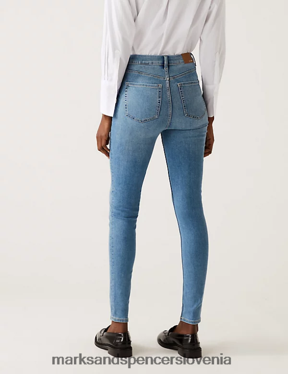 ivy supersoft ozke kavbojke z visokim pasom svetla indigo mešanica Marks & Spencer oblačila ženske 6T8F6X785