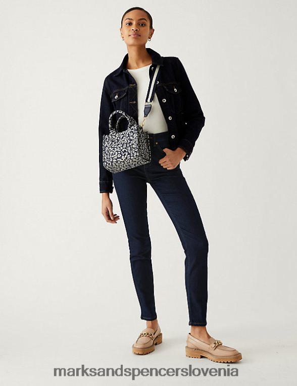 lily slim fit kavbojke z raztegljivim indigo mešanica Marks & Spencer oblačila ženske 6T8F6X2725