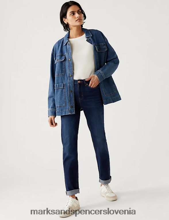 sienna ravne kavbojke z raztegljivimi nogami temno moder denim Marks & Spencer oblačila ženske 6T8F6X2752