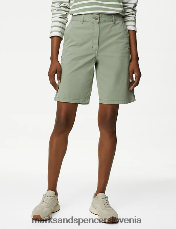 2pk bombažne kratke chino hlače, obarvane s čajem mešanica kakija Marks & Spencer oblačila ženske 6T8F6X1099