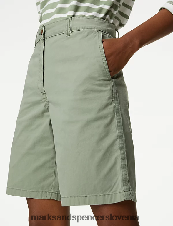 2pk bombažne kratke chino hlače, obarvane s čajem mešanica kakija Marks & Spencer oblačila ženske 6T8F6X1099
