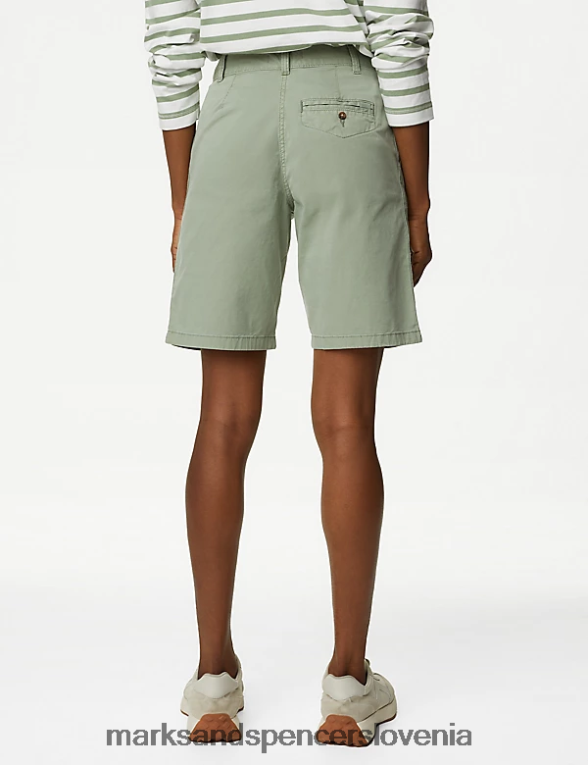 2pk bombažne kratke chino hlače, obarvane s čajem mešanica kakija Marks & Spencer oblačila ženske 6T8F6X1099