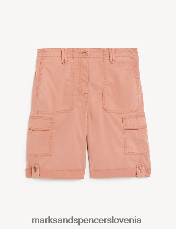 Cargo kratke hlače, bogate s čajem, bogate z liocelom nežno oranžna Marks & Spencer oblačila ženske 6T8F6X960
