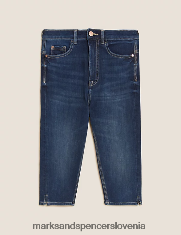 čarobne kratke hlače iz jeansa do kolen srednji indigo Marks & Spencer oblačila ženske 6T8F6X2626