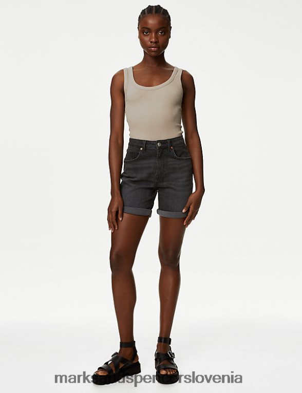 denim boyfriend kratke hlače Črna Marks & Spencer oblačila ženske 6T8F6X1786