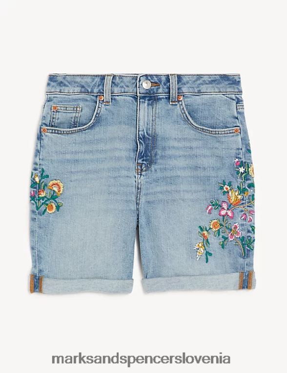 denim boyfriend vezene kratke hlače srednji indigo Marks & Spencer oblačila ženske 6T8F6X2862