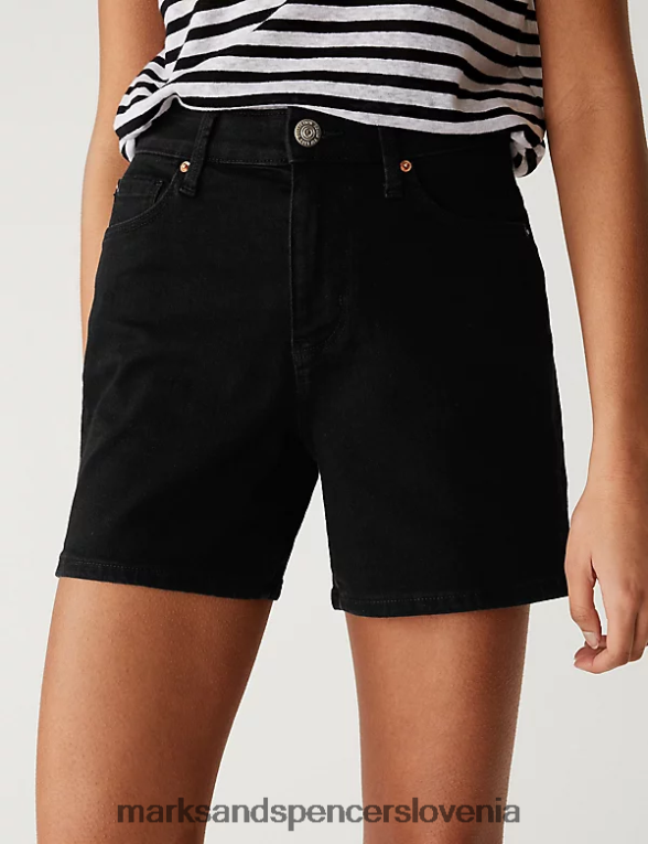 denim kratke hlače Črna Marks & Spencer oblačila ženske 6T8F6X3405