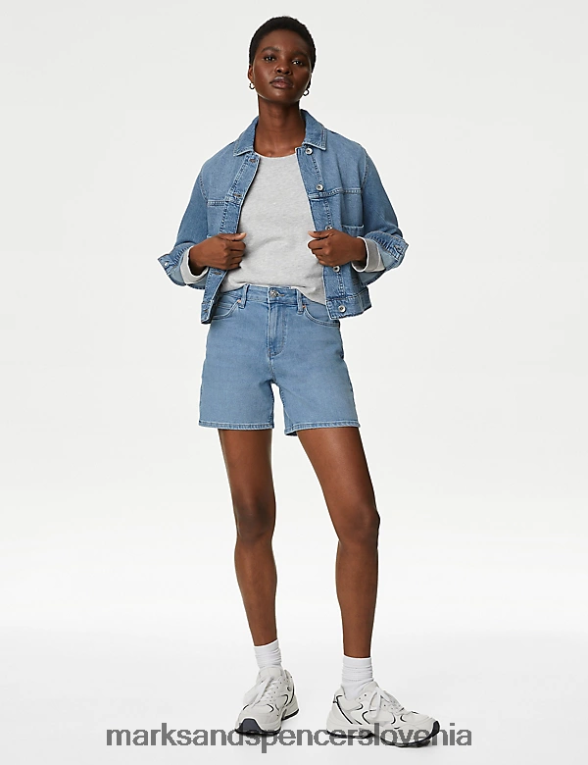 denim kratke hlače svetlo indigo Marks & Spencer oblačila ženske 6T8F6X3403