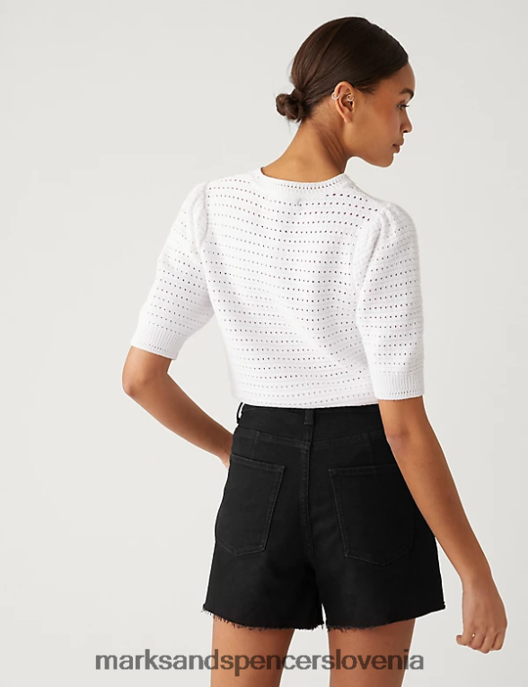 denim mom kratke hlače z visokim pasom Črna Marks & Spencer oblačila ženske 6T8F6X2349