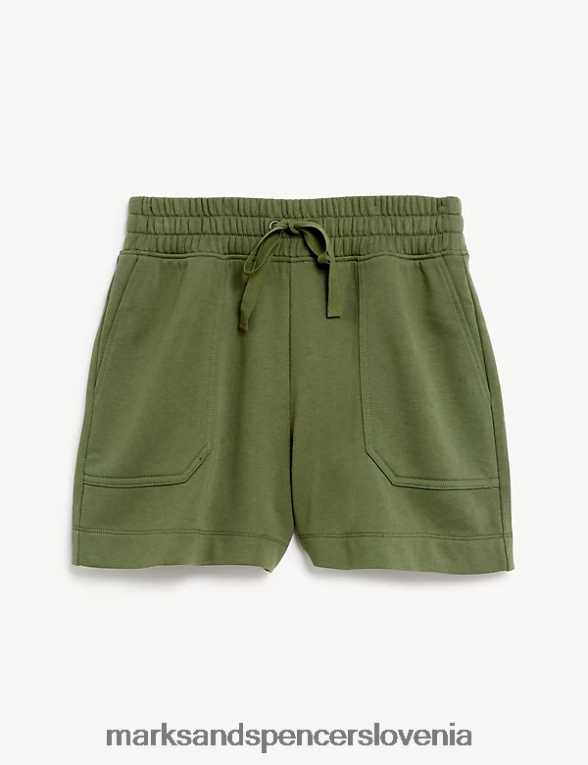 jogger kratke hlače iz bogatega bombaža olivno Marks & Spencer oblačila ženske 6T8F6X1524