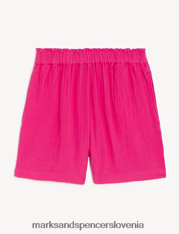 kratke hlače iz čistega bombaža fuksija Marks & Spencer oblačila ženske 6T8F6X2638