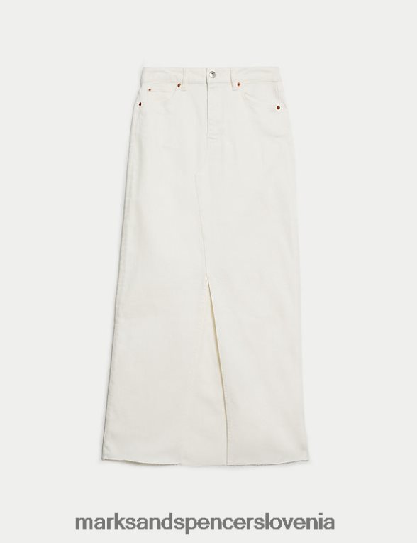 denim denim maxi krilo spredaj ekru Marks & Spencer oblačila ženske 6T8F6X436