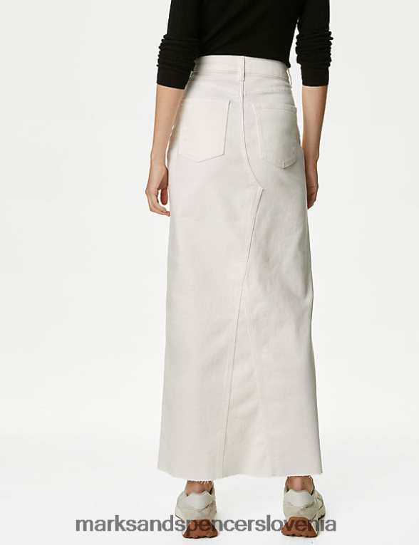 denim denim maxi krilo spredaj ekru Marks & Spencer oblačila ženske 6T8F6X436