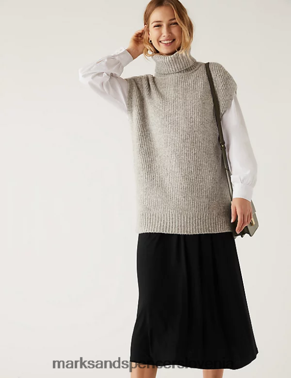 midi krožno krilo iz džersija Črna Marks & Spencer oblačila ženske 6T8F6X2521