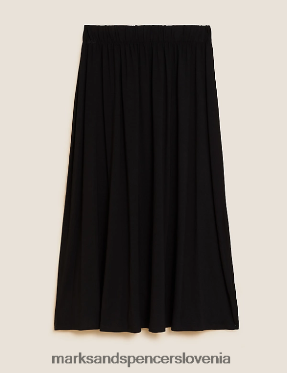 midi krožno krilo iz džersija Črna Marks & Spencer oblačila ženske 6T8F6X2521