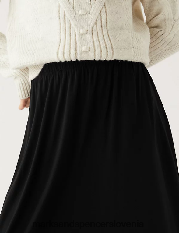 midi krožno krilo iz džersija Črna Marks & Spencer oblačila ženske 6T8F6X2521
