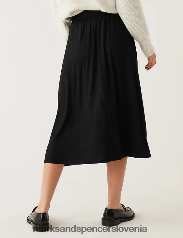 midi krožno krilo iz džersija Črna Marks & Spencer oblačila ženske 6T8F6X2521