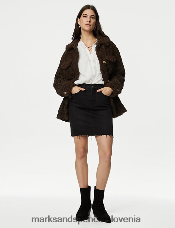 mini krilo iz jeansa Črna Marks & Spencer oblačila ženske 6T8F6X602
