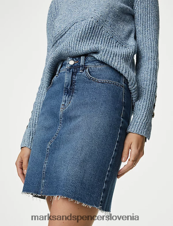 mini krilo iz jeansa srednji indigo Marks & Spencer oblačila ženske 6T8F6X269