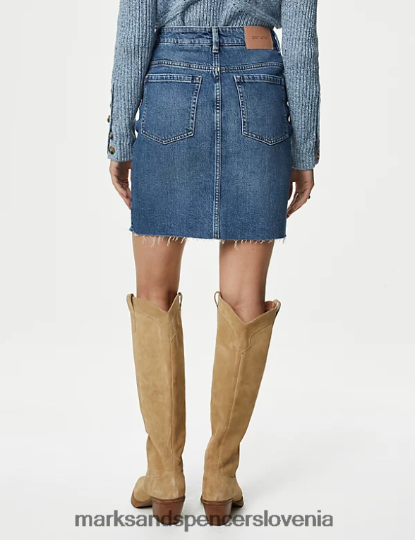 mini krilo iz jeansa srednji indigo Marks & Spencer oblačila ženske 6T8F6X269