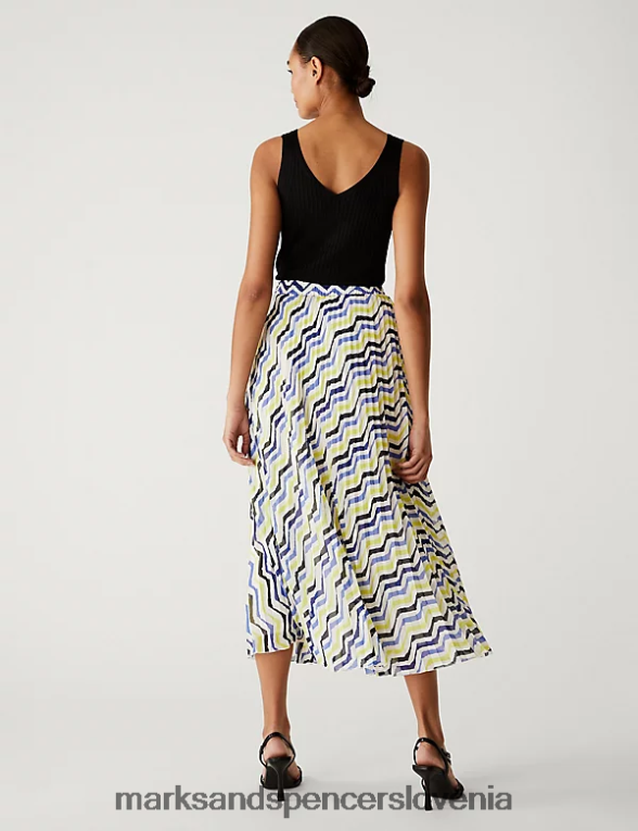 potiskano plisirano midaxi krilo multi Marks & Spencer oblačila ženske 6T8F6X1360