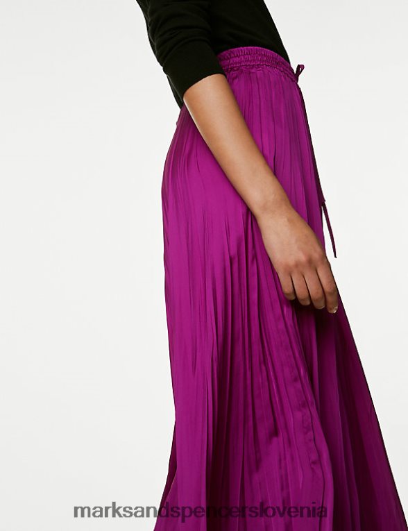 satensko midaxi krilo a-kroja magenta Marks & Spencer oblačila ženske 6T8F6X361