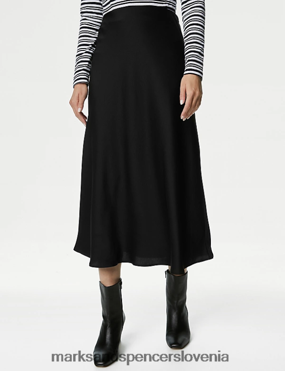 slip krilo midaxi iz satena Črna Marks & Spencer oblačila ženske 6T8F6X1144