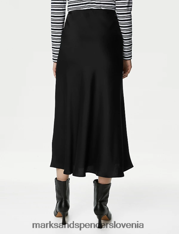 slip krilo midaxi iz satena Črna Marks & Spencer oblačila ženske 6T8F6X1144