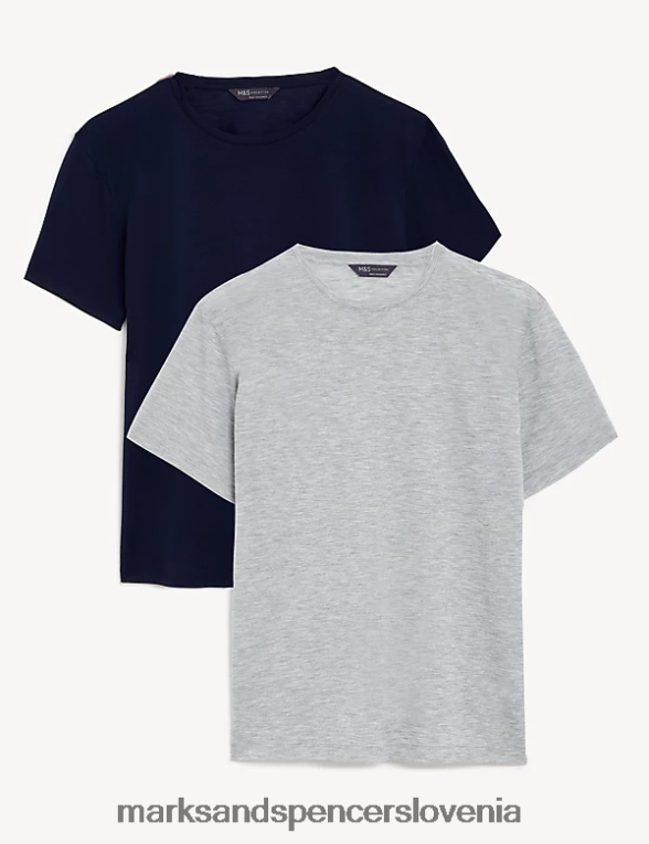 2pk sproščene majice z okroglim izrezom mornarsko/siva Marks & Spencer oblačila ženske 6T8F6X1211