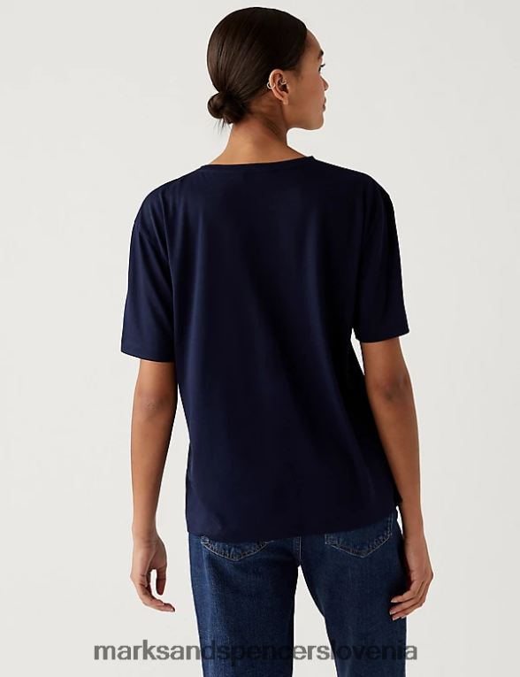 2pk sproščene majice z okroglim izrezom mornarsko/siva Marks & Spencer oblačila ženske 6T8F6X1211