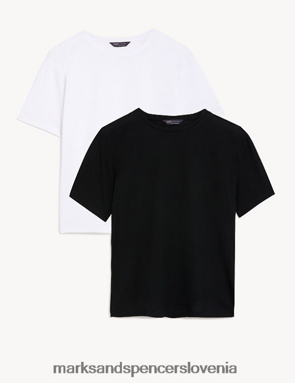 2pk sproščene majice z okroglim izrezom črnobela Marks & Spencer oblačila ženske 6T8F6X1541