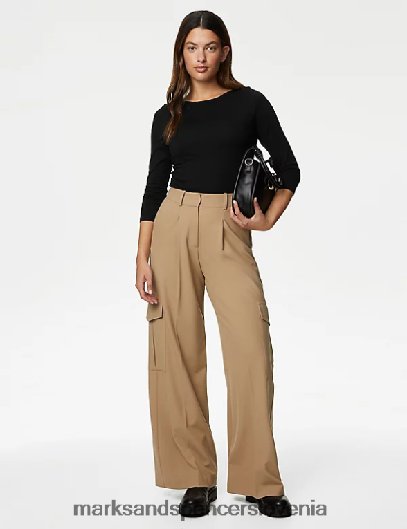 bombažna ozka majica s 3/4 rokavi Črna Marks & Spencer oblačila ženske 6T8F6X1217
