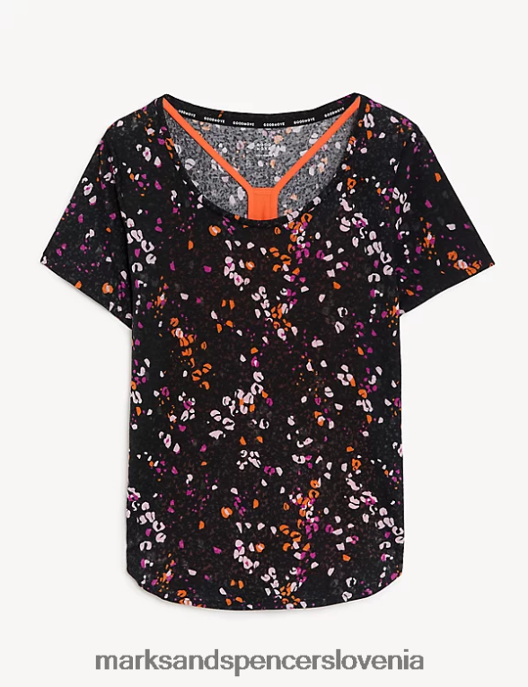 majica 2 v 1 s potiskanim velikim izrezom mandarina Marks & Spencer oblačila ženske 6T8F6X1140