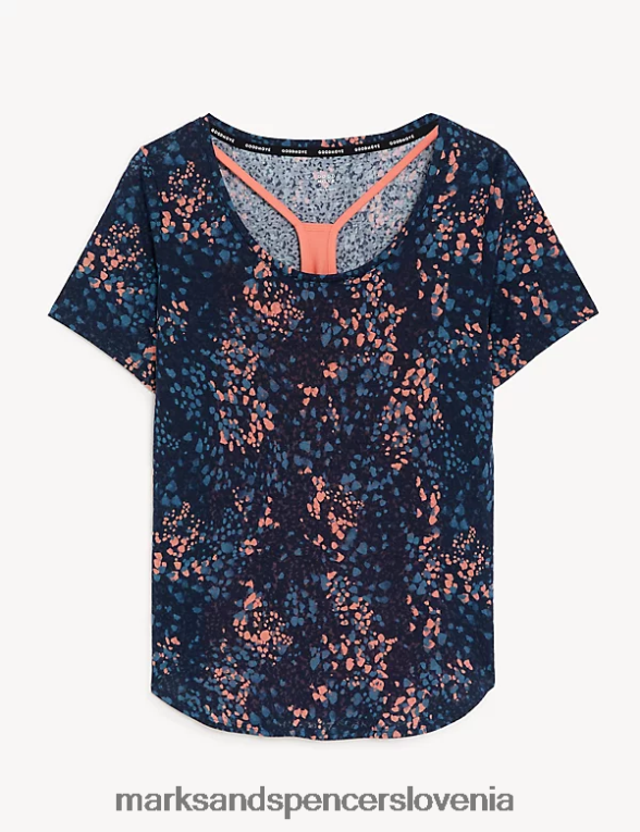 majica 2 v 1 s potiskanim velikim izrezom svetle korale Marks & Spencer oblačila ženske 6T8F6X1470