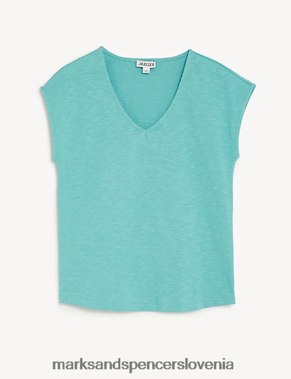 majica s kratkimi rokavi turkizna Marks & Spencer oblačila ženske 6T8F6X2943