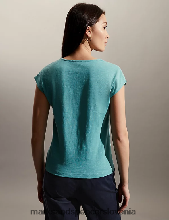 majica s kratkimi rokavi turkizna Marks & Spencer oblačila ženske 6T8F6X2943
