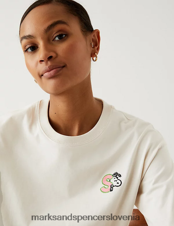 snoopy majica iz čistega bombaža naravna mešanica Marks & Spencer oblačila ženske 6T8F6X2099
