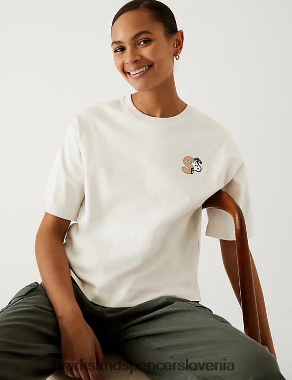 snoopy majica iz čistega bombaža naravna mešanica Marks & Spencer oblačila ženske 6T8F6X2099