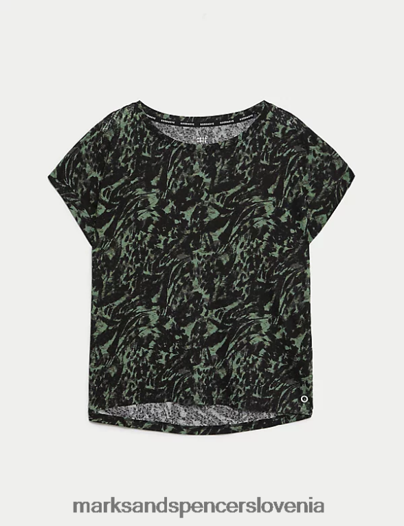 sproščena majica s potiskom z velikim izrezom kaki/olivna Marks & Spencer oblačila ženske 6T8F6X2519