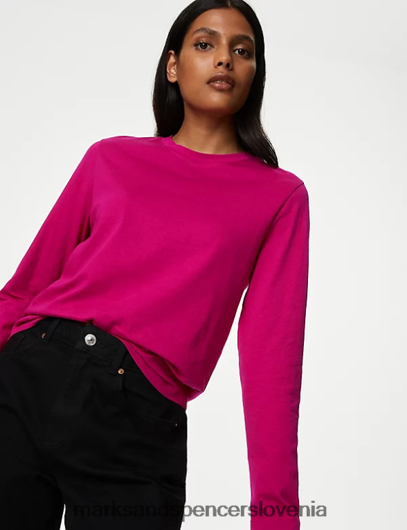 top iz čistega bombaža za vsak dan cerise Marks & Spencer oblačila ženske 6T8F6X600