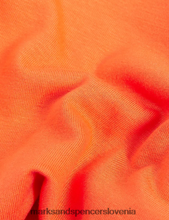 vezena majica s kratkimi rokavi oranžna Marks & Spencer oblačila ženske 6T8F6X2807