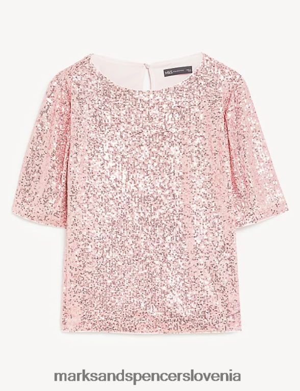 zgornji del običajnega kroja z bleščicami svetlo roza Marks & Spencer oblačila ženske 6T8F6X2876