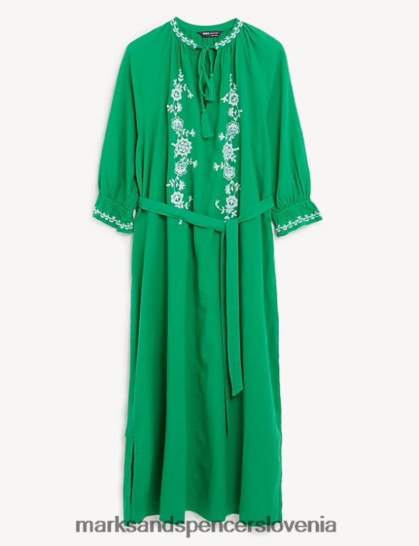 čisti bombaž beach cover up kaftan svetlo zelena Marks & Spencer oblačila ženske 6T8F6X1462