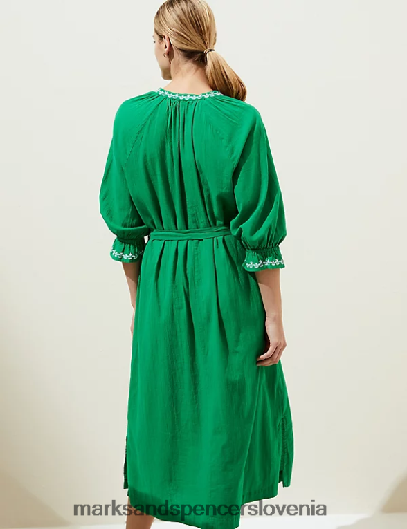 čisti bombaž beach cover up kaftan svetlo zelena Marks & Spencer oblačila ženske 6T8F6X1462
