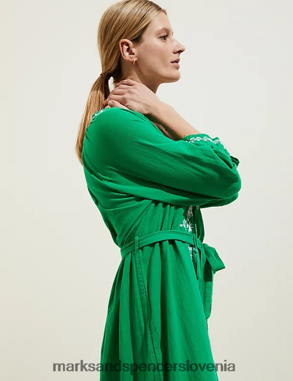 čisti bombaž beach cover up kaftan svetlo zelena Marks & Spencer oblačila ženske 6T8F6X1462