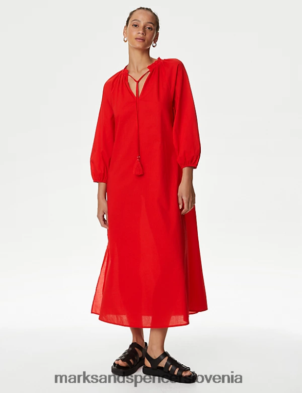 kravata iz čistega bombaža spredaj na plaži pokrij kaftan mak Marks & Spencer oblačila ženske 6T8F6X1108