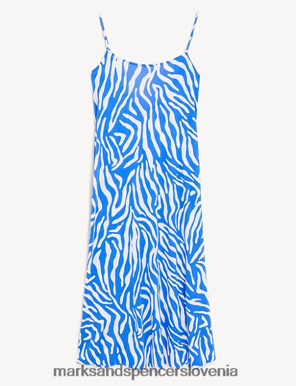 maxi slip obleka z dolgim ​​izrezom svetlo modra mešanica Marks & Spencer oblačila ženske 6T8F6X1905